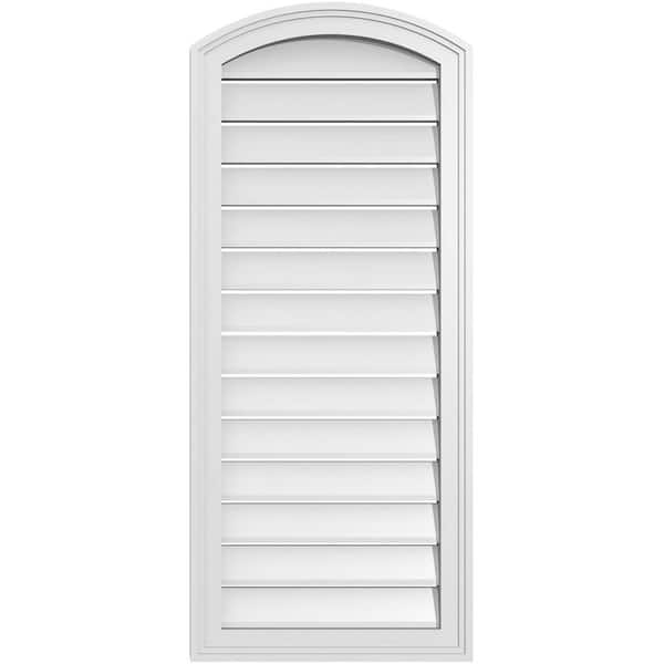 Ekena Millwork 18 in. x 40 in. Arch Top Surface Mount PVC Gable Vent: Decorative with Brickmould Frame
