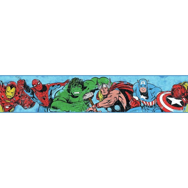 York Wallcoverings Marvel Avengers Border Blue Wallpaper Border