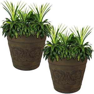 Arabella 20 in. Sable Poly Outdoor Flower Pot Planter (2-Pack)