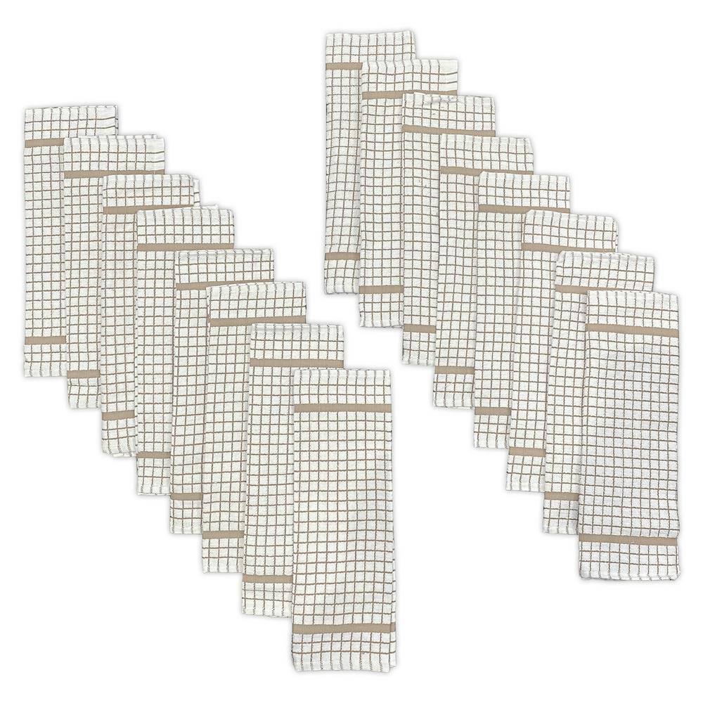 Hampton Beige Check Cotton Dishcloth Set, 16-Piece