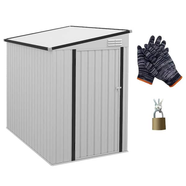 Unbranded White 4 ft. W x 6 ft. D Metal Outdoor Storage Shed, Garden Tool Storage House with Lockable Door and Vents (24 sq. ft. )