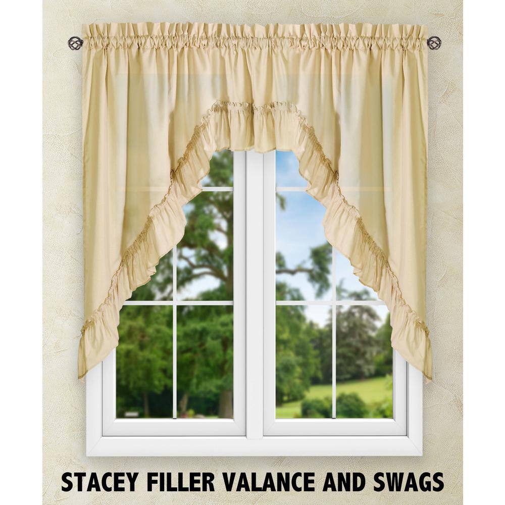 Almond Textured Fabric Ruffled Rod Pocket Valance 54"x13"