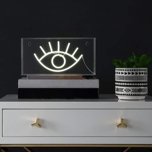 Eye 5.9 in. Yellow Contemporary Glam Acrylic Box USB Operated LED Neon Lamp