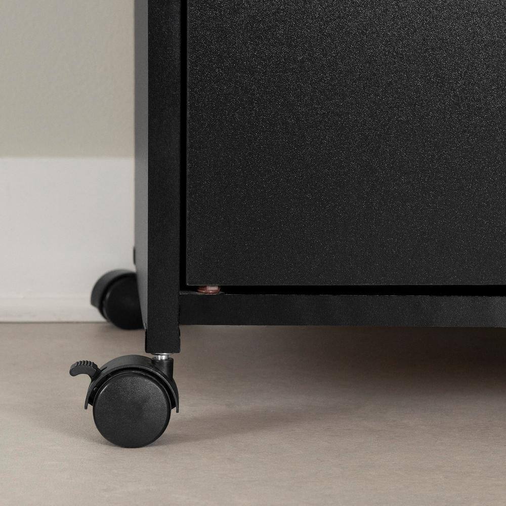 Black Laminated Particleboard Utility Cart with Storage and Wheels