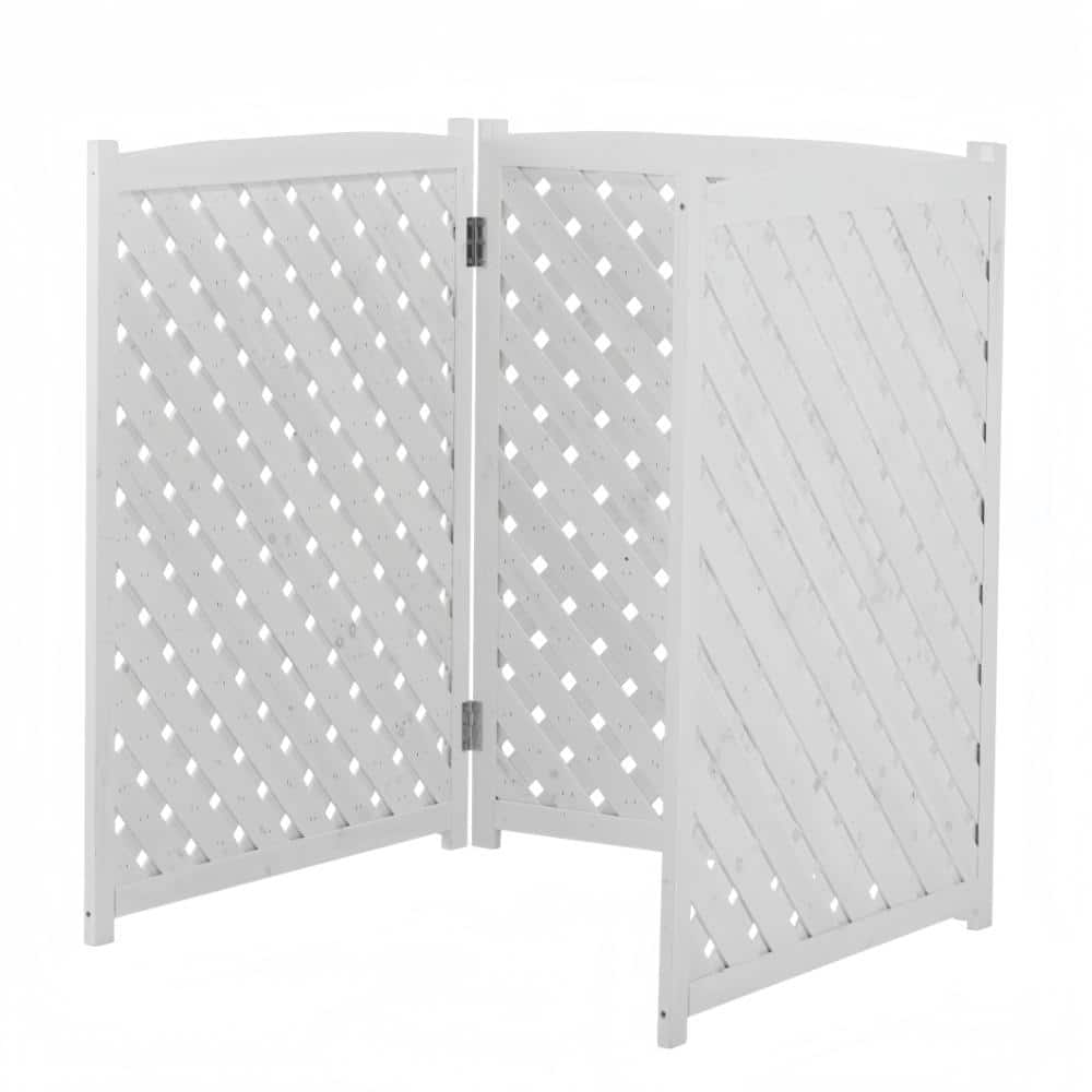 32 in. W x 38 in. H Wood 3-Panel Outdoor Air Conditioner Fence Screen In White price history on PriceWatchPro