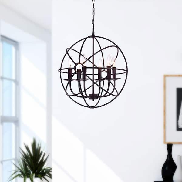 Arza 6 Light Up Chandelier With Brown Finish