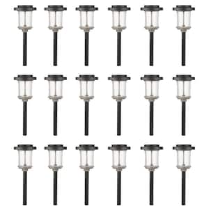 20 Lumens Solar 2-Tone Black and Gray Diecast LED Landscape Path Light with Seedy Glass and Vintage Bulb (18-Pack)