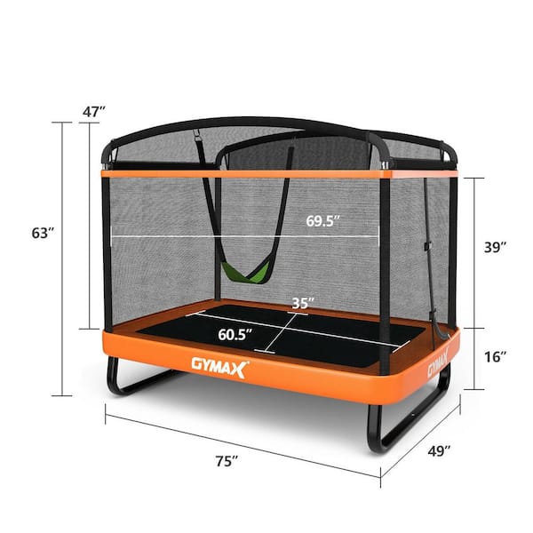 6 ft. Orange Recreational Kids Trampoline W/Swing Safety Enclosure Indoor/Outdoor