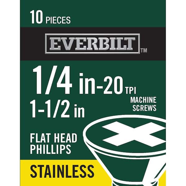 Everbilt 1/4 in. -20 x 1-1/2 in. Phillips Flat-Head Machine Screws (10-Pack)