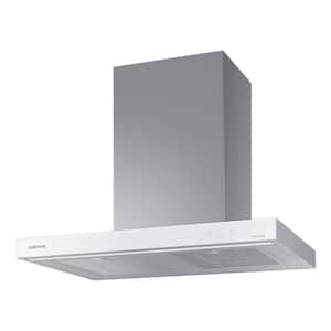 30" BESPOKE Smart Wall Mount Hood in Clean White with Stainless Steel Duct