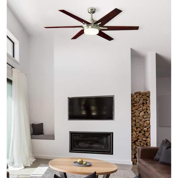 LED Brushed Nickel Smart Ceiling Fan 