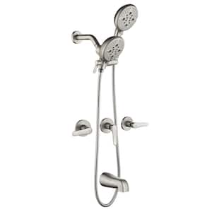 Triple Handle 5-Spray Tub and Shower Faucet 1.8 GPM with Shower Head in Brushed Nickel (Valve Included)