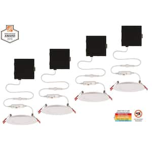 Ultra Slim 4 in. Adjustable CCT Canless New Construction & Remodel IC Rated Integrated LED Recessed Light Kit (4-Pack)