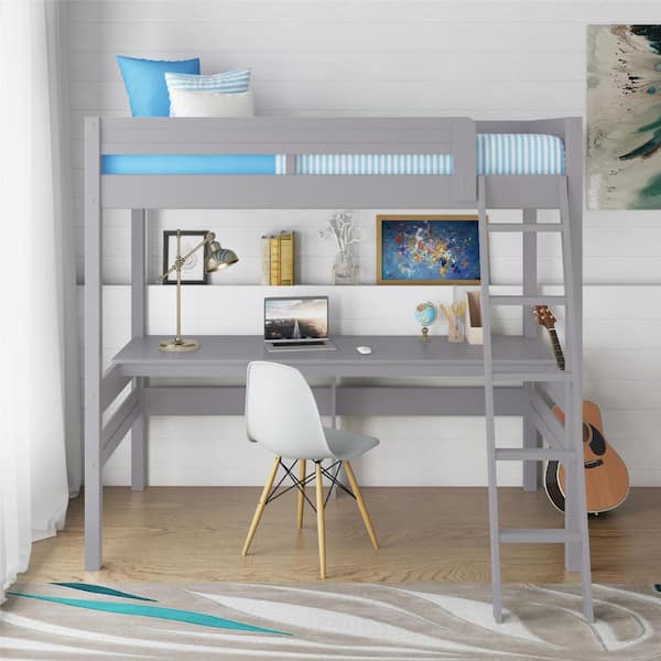 Dorel Living Georgetown Gray, Loft Bed With Bookcase And Desk Uk