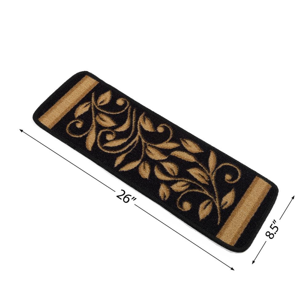 Diego Black 8.5 in. x 26 in. Floral Non-Slip Stair Tread Cover (Set of 8) price history on PriceWatchPro