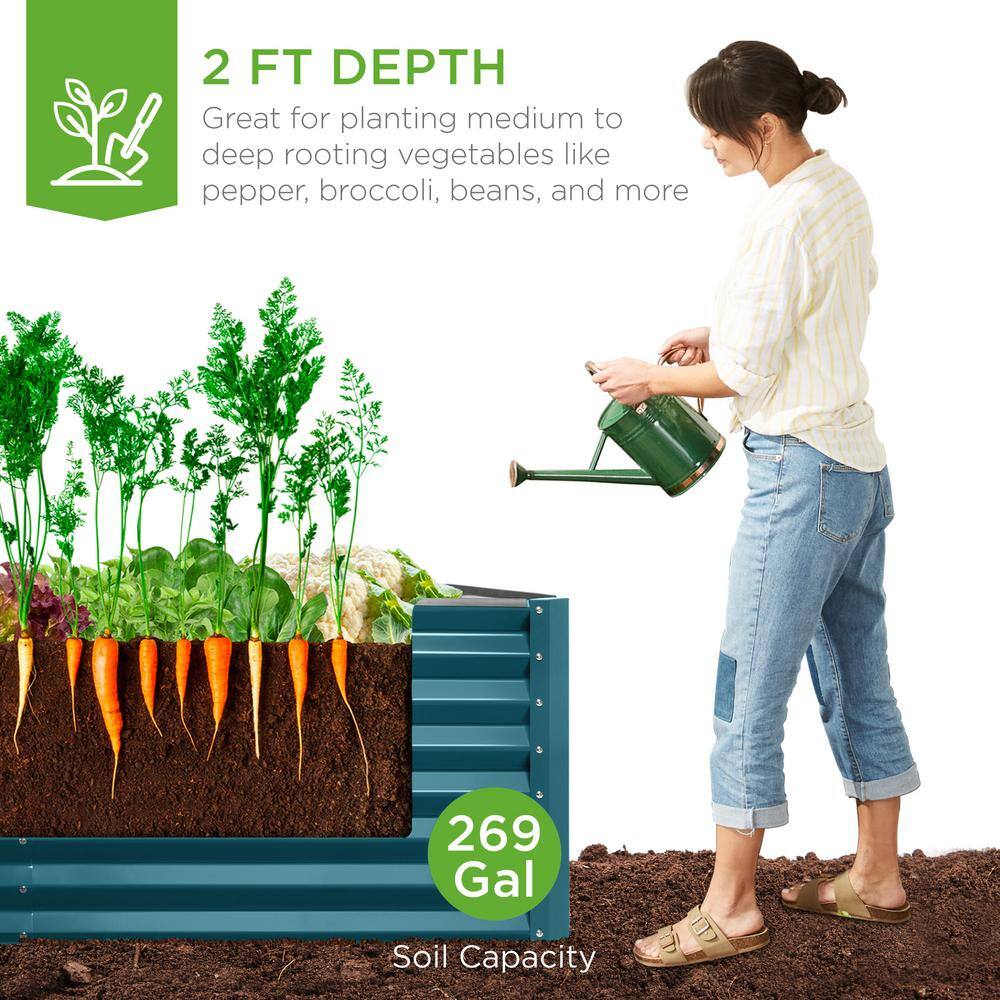 Peacock Blue 6x3x2ft Outdoor Metal Raised Garden Bed Planter