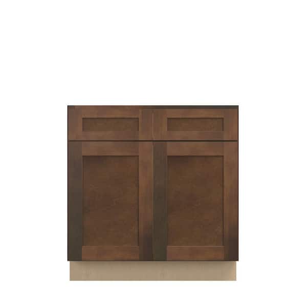 Amherst Shaker 33 in. W x 34.5 in. H x 24 in. D in Walnut Plywood Assembled Sink Base Cabinet