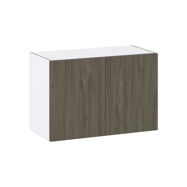 J COLLECTION 30 in. W x 14 in. D x 20 in. H Medora Textured Slab Walnut Assembled Wall Bridge Kitchen Cabinet