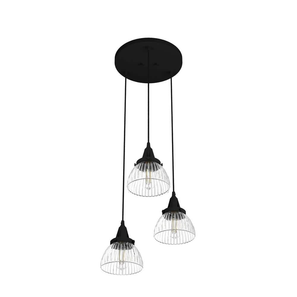Cypress Grove Natural Iron 3-Light Fluted Glass Cluster Pendant