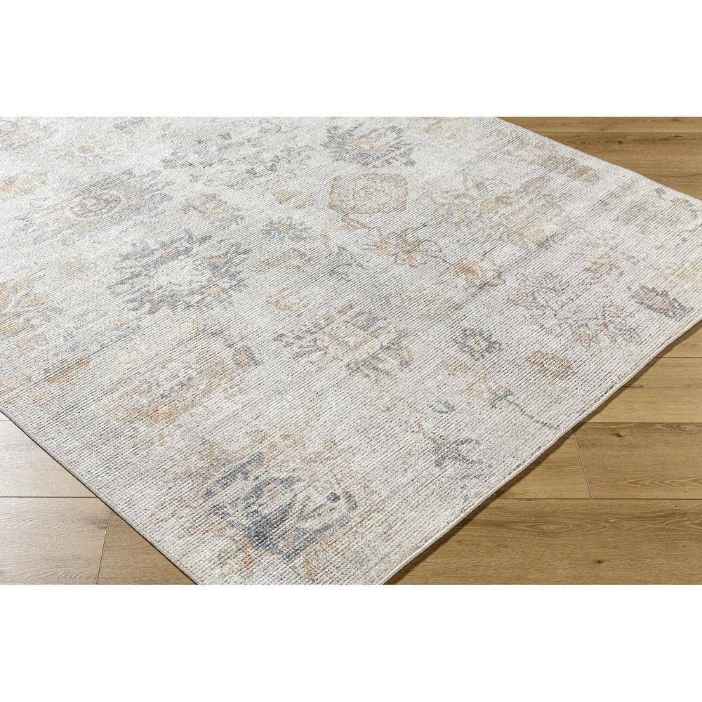 Light Gray Synthetic Hand-Knotted 5' x 7' Area Rug