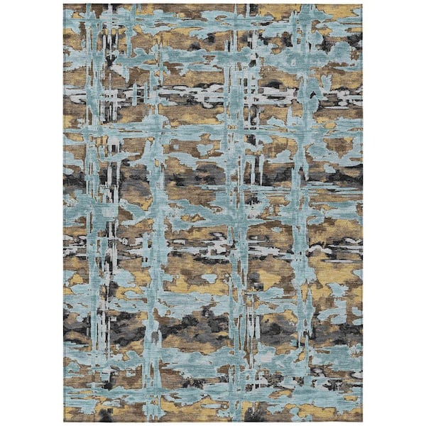 Chantille Machine Washable Indoor/Outdoor Abstract ACN2627 Teal 10 ft. x 14 ft. Area Rug