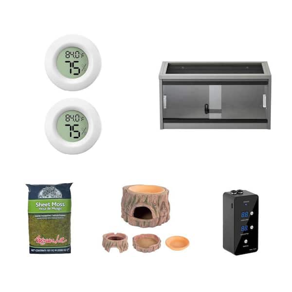 Digital Thermometer (Set of 2), 24 in. Reptile Lounge, Sheet Moss, 3 in 1 Hide Cave and Humidifier Combo