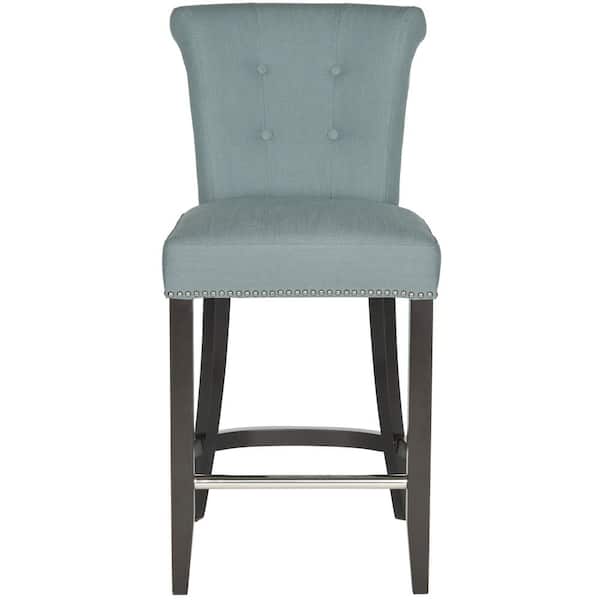 SAFAVIEH Addo 25.7 in. Light Blue Cushioned Bar Stool