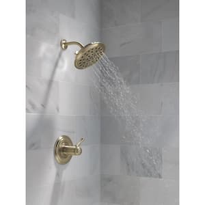 4-Spray Patterns 1.75 GPM 8.25 in. Wall Mount Fixed Shower Head with H2Okinetic in Lumicoat Champagne Bronze