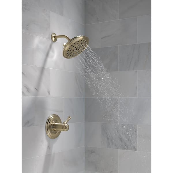 H2Okinetic Gold 4-Spray Patterns 1.75 GPM 8.25 in. Wall Mount Fixed Shower Head in Lumicoat Champagne Bronze