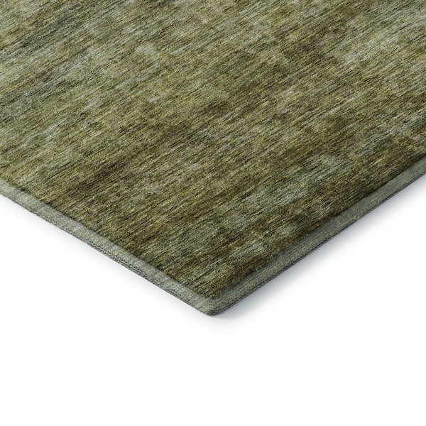 Mayfield Premium Machine Washable Abstract AMF1166 Olive 3 ft. x 5 ft. Area Rug