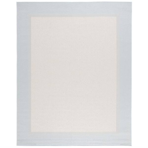 SAFAVIEH Martha Stewart Aqua/Cream 7 ft. x 9 ft. Border Geometric Machine Washable Area Rug