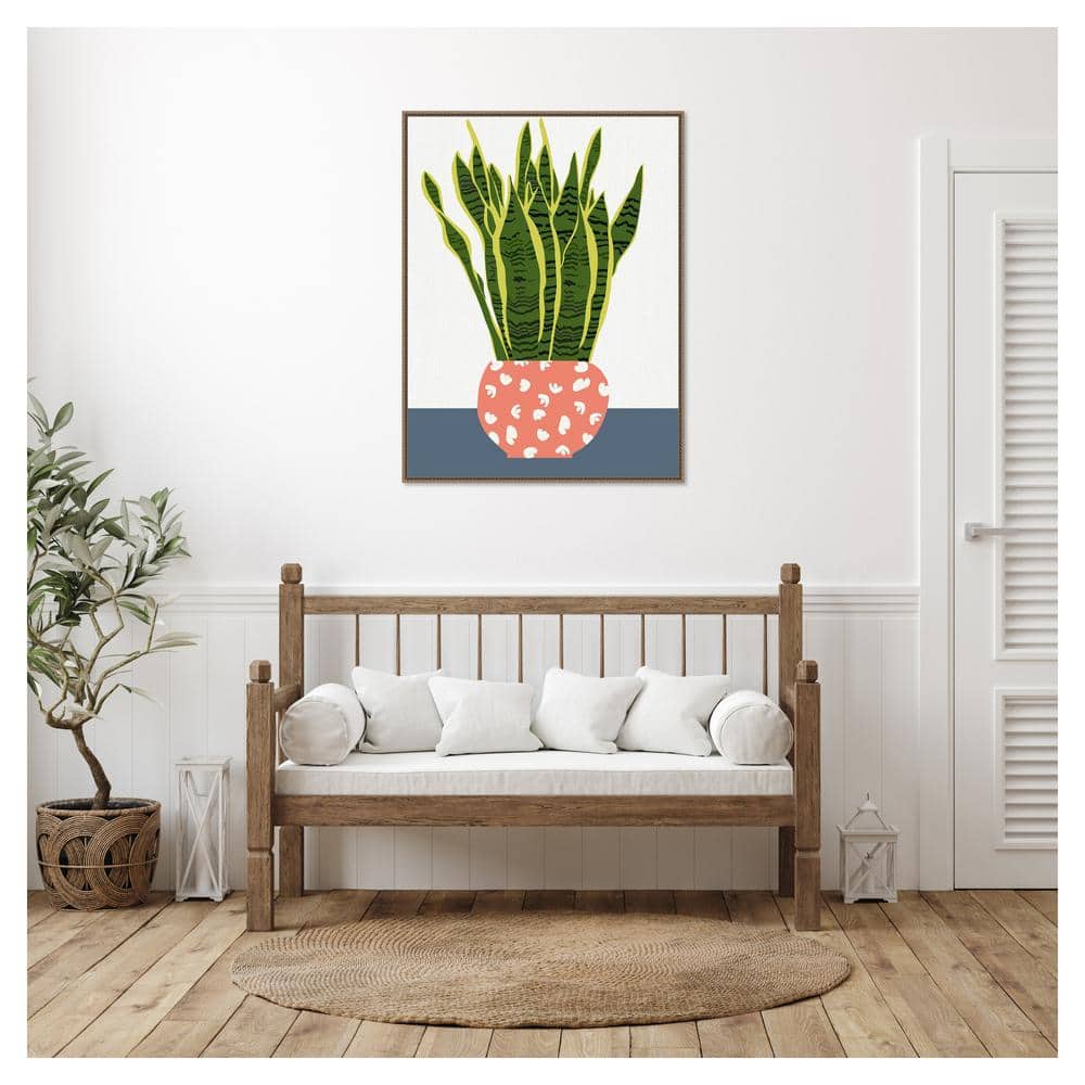 Botanic-Inspired Framed Canvas Wall Art with Beaded Perimeter