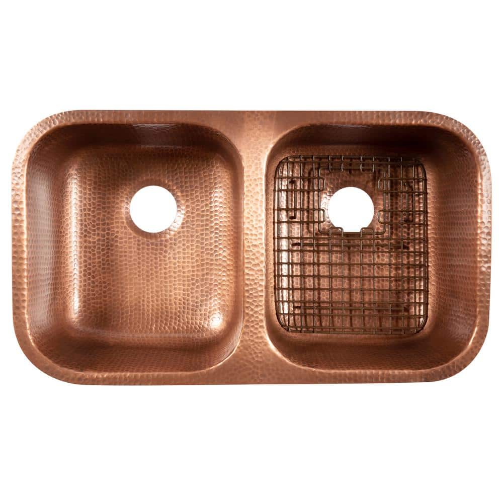 Handcrafted Copper Double Bowl Undermount Kitchen Sink