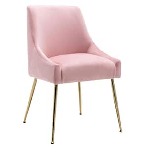 Trinity Pink Upholstered Velvet Accent Chair With Metal Legs