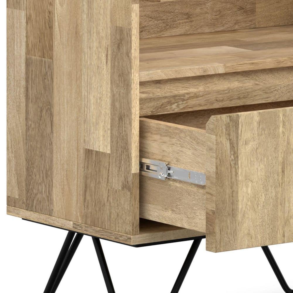 Hunter Natural Solid Mango Wood and Black Metal Tall Bookcase