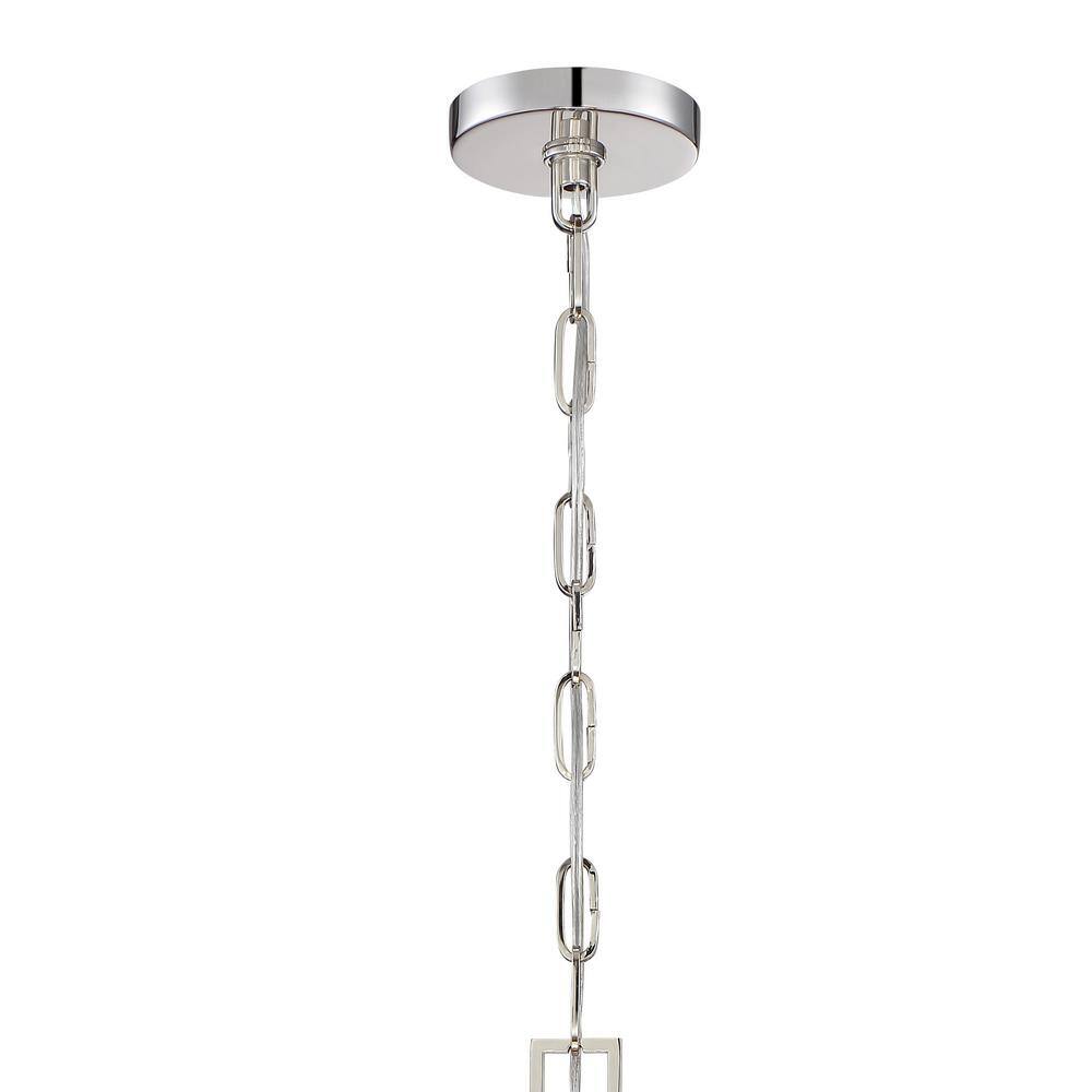 Polished Nickel 6-Light Mini Chandelier with White Silk Shade