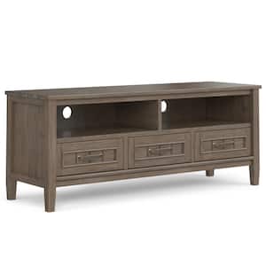 Lev SOLID WOOD 50 in. Wide Contemporary TV Media Stand in Smoky Brown For TVs up to 55 in