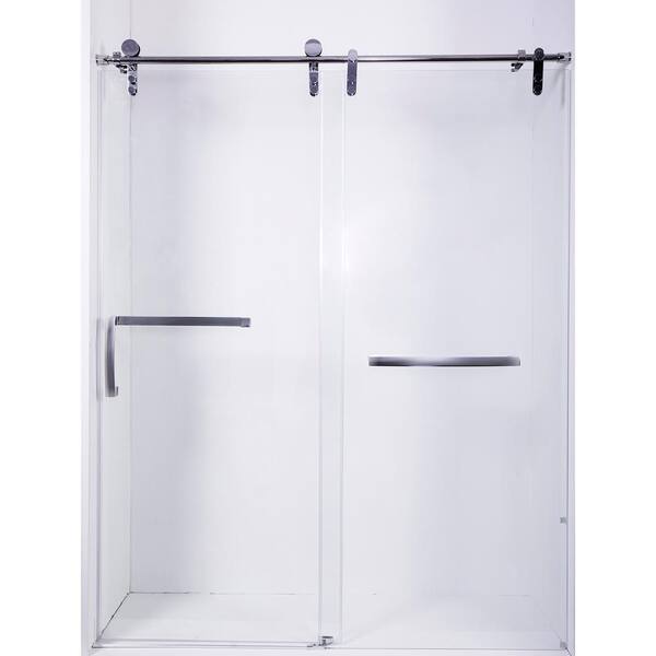 TCYO 60 in. W x 76 in. H Sliding Frameless Shower Door in Chrome Finish with Clear Glass