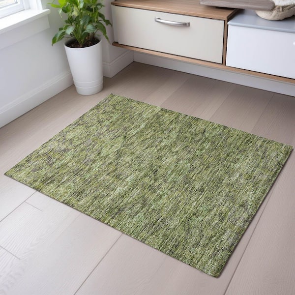 Mayfield Premium Machine Washable Abstract AMF1084 Green 2 ft. x 3 ft. Area Rug
