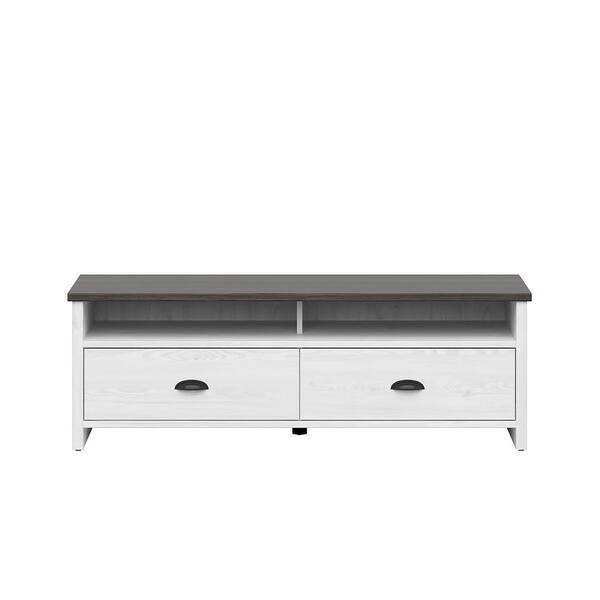 Lifestyle Solutions Walton TV Stand in White Finished Wood, Fits TVs up