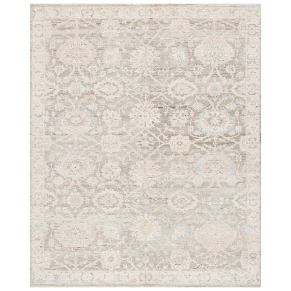 Oushak 10 ft. x 14 ft. Gray/Ivory Oriental Area Rug
