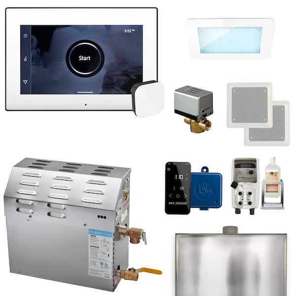 Mr. Steam MS (XDream) 9 kW (9000 W) Steam Shower Generator Package with iSteamX Control in White Matte Black