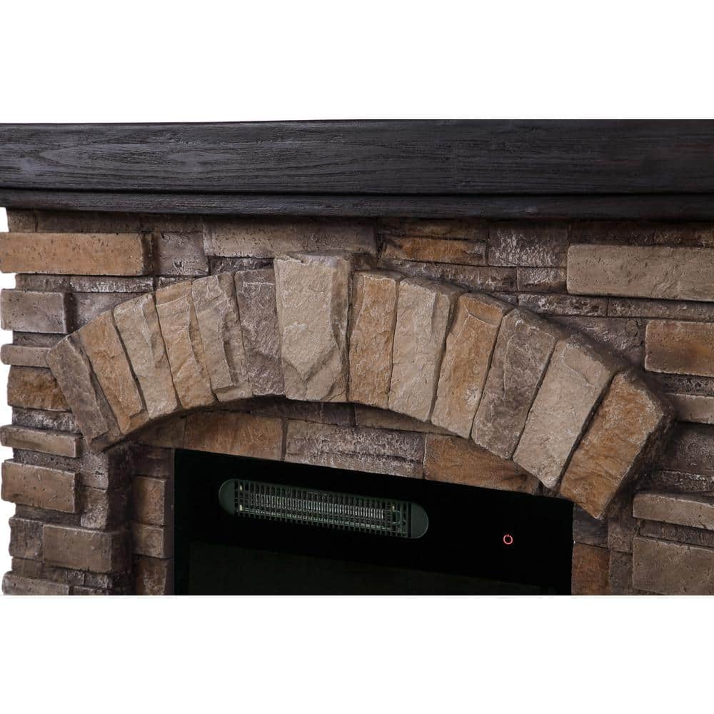 Festivo 36" Tan Faux Stone Freestanding Electric Fireplace