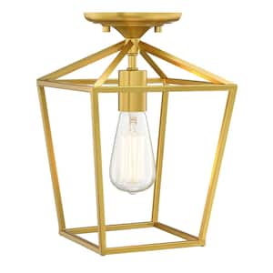 FM 1-Light 8-in Brushed Gold Semi Flush Mount Light