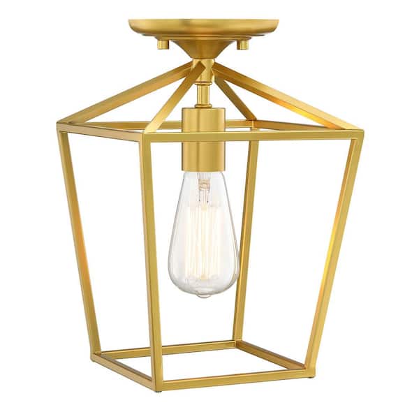 Hukoro FM 1-Light 8-in Brushed Gold Semi Flush Mount Light