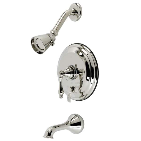 Kingston Brass Restoration Single Handle 1-Spray Tub and Shower Faucet 2 GPM with Corrosion Resistant in. Polished Nickel