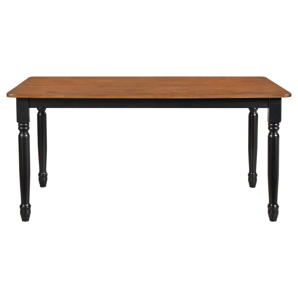 Hollyoak Farmhouse Rectangular Walnut and Black Wood Dining Table