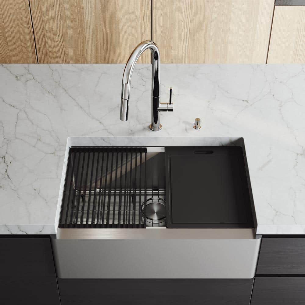 Oxford 30" Stainless Steel Farmhouse Kitchen Sink with Accessories