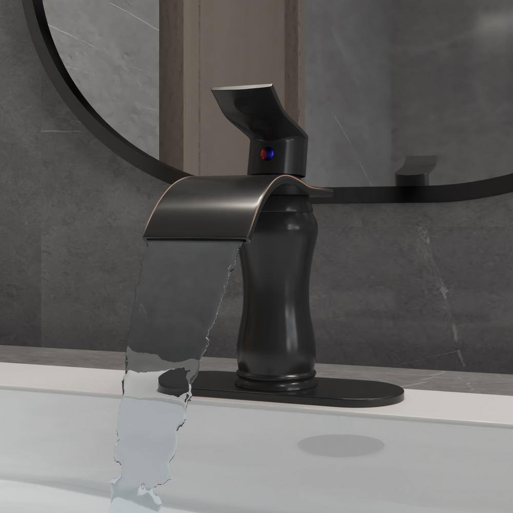 Oil Rubbed Bronze Single Handle Waterfall Bathroom Faucet