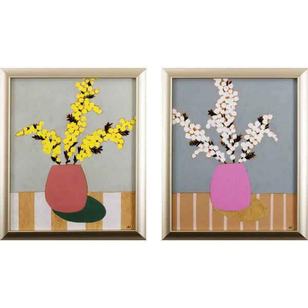 HomeRoots Victoria Colorful Plants in Pots by Unknown Wooden Wall Art (Set of 2)